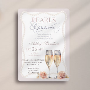 Convites Script Elegante Pearls & Chá de panela prosecco