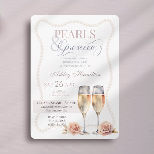 Convites Script Elegante Pearls & Chá de panela prosecco