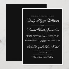 Convites Script Elegante preto clássico tradicional
