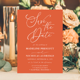 Convites Script Elegante Verona Sunset Orange Salvar Data