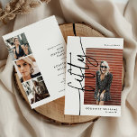 Convites Script Fifty 4 Photo Collage 50th Birthday<br><div class="desc">Celebrating your 50th birthday has never been this personal and memorable. With our 'Elegant Script Fifty 4 Photo Birthday Double Sided Invitation' template, you'll create a custom invite that's uniquely you. Featuring 4 of your favorite photos in a modern collage, age and name are front and center. On the reverse...</div>