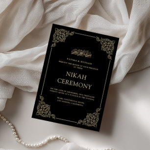 Convites Script Formal Barroco Vintage Preto Cerimônia de N