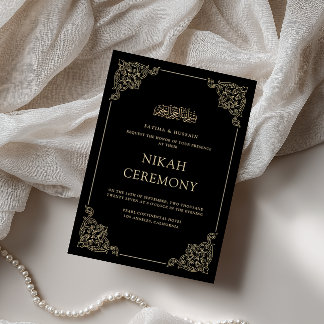 Convites Script Formal Barroco Vintage Preto Cerimônia de N