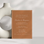 Convites Script Formal Clássico de Fronteira Casamento Terr<br><div class="desc">Convite para Casamento Elegante de Script Clássico Tradicional Formal com Borda Estreita e Detalhes de RSVP Online em Terracotta com Texto Branco</div>
