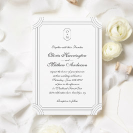 Convites Script Formal com Casamento Monograma de Quadro Ge