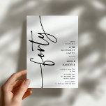 Convites Script Forty' 40º Aniversário<br><div class="desc">Celebre seu marco de 40 anos com estilo com nosso 'Convite de Aniversário de 40 anos com Tipografia Elegante'. Este convite exala sofisticação com sua tipografia elegante, mostrando a palavra 'quarenta' subindo ao lado. Além disso, nosso modelo fácil de personalizar permite que você adicione os detalhes do seu evento sem...</div>