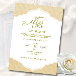 Convites Script Gold and white ramadan Iftar Invitation