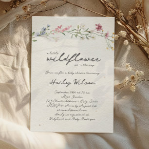 Convites Script Little Wildflower Chá de fraldas