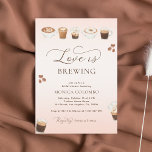 Convites Script Love is Breing Pink Coffee Chá de panela<br><div class="desc">Surpreenda seus entes queridos com este chá de panela na moda,  com café bonito a aquarela e detalhes editáveis. Personalize-o facilmente clicando na opção "personalizar".</div>