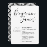 Convites SCRIPT MINIMAL simples Bar moderno Mitzvah negro<br><div class="desc">por kat massard >> WWW.SIMPLYSWEETPAPERIE.COM <<< Um super-na moda e design de convite sofisticado para o BAR/BAT MITZVAH do seu filho! Dica: 1. Para alterar/mover gráficos e fontes e adicionar mais texto - pressione o botão "personalizar". - - - - - - - - - - - - - -...</div>