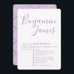 Convites SCRIPT MINIMAL simples Bar moderno Mitzvah púrpura<br><div class="desc">por kat massard >> WWW.SIMPLYSWEETPAPERIE.COM <<< Um super-na moda e design de convite sofisticado para o BAR/BAT MITZVAH do seu filho! Dica: 1. Para alterar/mover gráficos e fontes e adicionar mais texto - pressione o botão "personalizar". - - - - - - - - - - - - - -...</div>