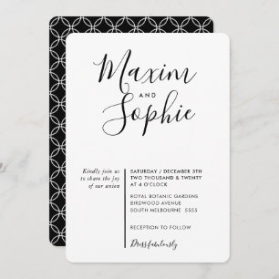 Convites SCRIPT MINIMAL simples casamento moderno branco pr