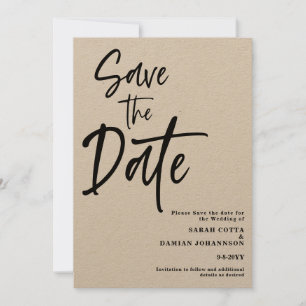 Convites Script minimalista Kraft Salve a data