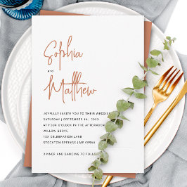 Convites Script Minimalista Moderna Terracota | Casamento