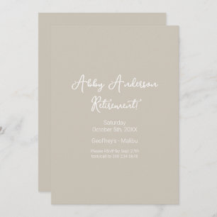 Convites Script Minimalista Moderno Aposentação Beige