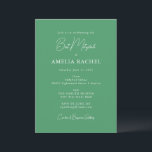 Convites Script Minimalista Moderno Bat Mitzvah Kelly Green<br><div class="desc">Script Minimalista Personalizado Kelly Green Modern Bat Mitzvah Convite</div>