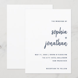 Convites Script Minimalista Moderno | Casamento branco e Ma