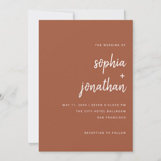 Convites Script Minimalista Moderno | Casamento com púrpura (Frente)