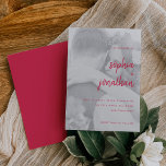 Convites Script Minimalista Moderno | Casamento Fotográfico<br><div class="desc">Estes elegantes e minimalistas convites para o casamento apresentam uma tipografia moderna e texto limpo,  sans serif em vermelho magenta como uma sobreposição na sua foto pessoal favorita,  para uma design simples e na moda que você vai adorar.</div>