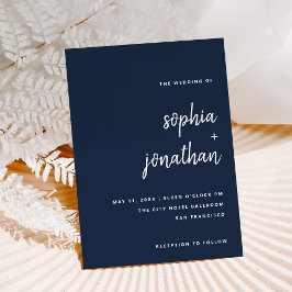 Convites Script Minimalista Moderno | Casamento Marinho Azu