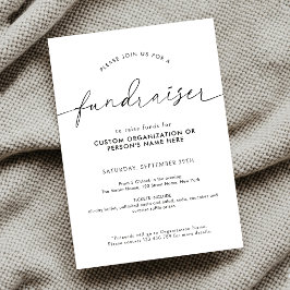 Convites Script Minimalista para Campanha de Caridade Preto
