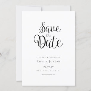 Convites Script Minimalista Preto e Branco Salve a Data