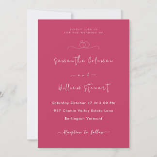 Convites Script minimalista rosa a quente | Casamento Moder