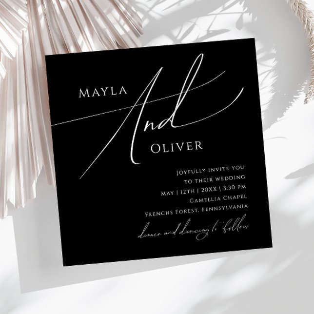 Convites Script Minimalista Whimsical | Casamento Preto Qua (Criador carregado)