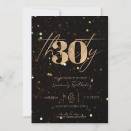Convites Script mínimo preto e aniversário de 30 anos Doura