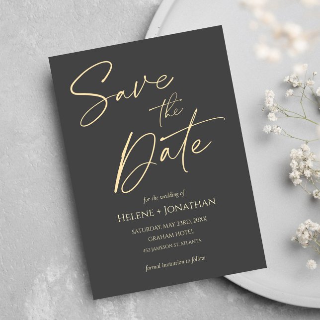 Convites Script Moderno Casamento Elegante Salvar A Data (Script Modern Elegant Wedding Save The Date Invitation)