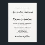 Convites Script Moderno | Casamento Negro e Branco minimali<br><div class="desc">Este convite simples e na moda apresenta uma tipografia moderna da escrita negra sobre um fundo branco limpo,  para um olhar minimalista que ainda faz uma declaração.</div>