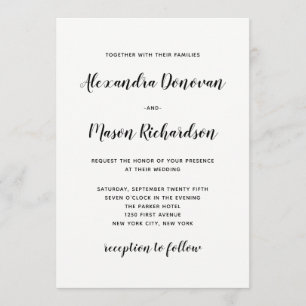 Convites Script Moderno  Casamento preto e branco minimalis