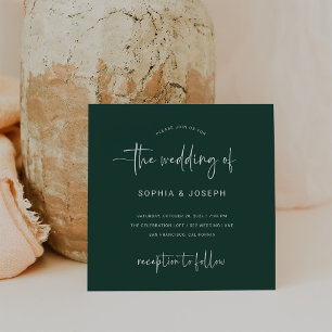 Convites Script Moderno   Casamento Verde Emerald