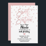 Convites Script Moderno Cor-de-Rosa-Dourado 16 Sweet<br><div class="desc">Convite personalizado</div>