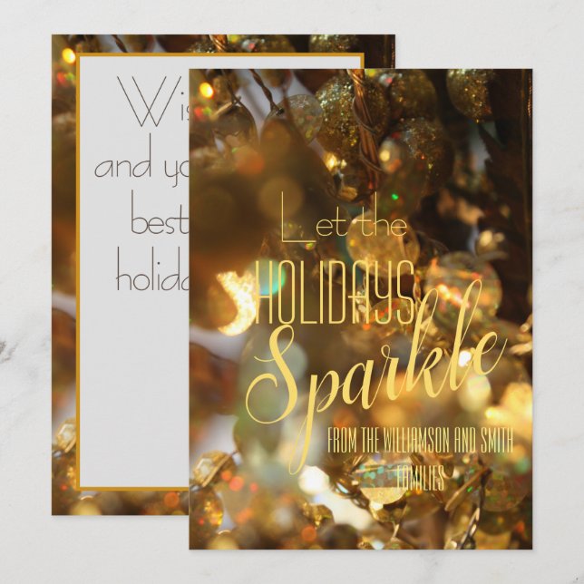 Convites Script Moderno do Sparkle Dourado Natal (Frente/Verso)