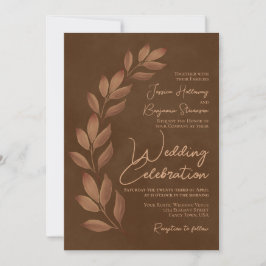 Convites Script Moderno e queda deixam Casamento castanho c