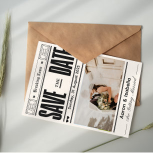 Convites Script Moderno Elegante Foto de Casamento Save The