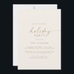 Convites Script Moderno | Férias Douradas e Cream<br><div class="desc">Este moderno cartão de convite para festas de ouro e creme é perfeito para um evento de feriado minimalista. O simples design de ouro amarelo e de marfim apresenta uma tipografia industrial única,  com estilo boho moderno. Personalizável em qualquer cor.</div>