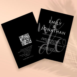 Convites Script Moderno Nós Fazemos Overlay Código QR Casam