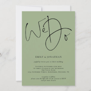 Convites Script Moderno Nós Fazemos QR Code Casamento Verde