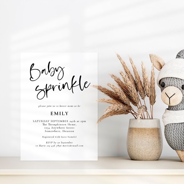 Convites Script Moderno Qualquer Chá de Sprinkkle de Bebê C (Criador carregado)