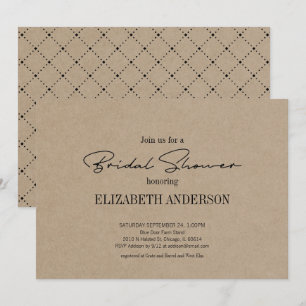 Convites Script Moderno Russo Kraft Com Chá de panela Anel