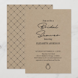 Convites Script Moderno Rustic Kraft Com Chá de panela Ane