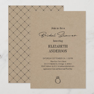 Convites Script Moderno Rustic Kraft Com Chá de panela Ane