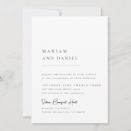 Convites Script Moderno Simples Caligrafia Casamento Branco