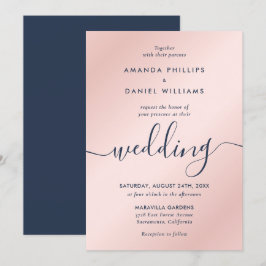Convites Script Moderno Simples de Marinho Elegante Azul e
