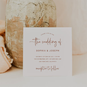 Convites Script Moderno   Terracotta e Cream Wedding