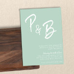 Convites Script Monograma Manuscrito Casamento de Casa de P<br><div class="desc">Monograma Moderno Minimalista Manuscrito Mint Pistachio Boho Convite para Casamento</div>