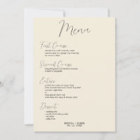 Script Negro Minimalista No Menu De Casamento Do B