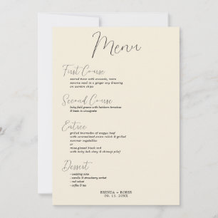 Convites Script Negro Minimalista No Menu De Casamento Do B